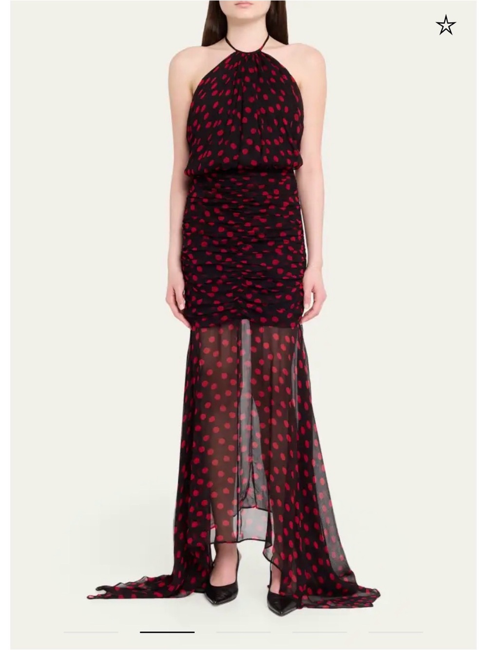 Ronny Kobo Tilda Halter Neck Black Dress with Red Polka Dots size S